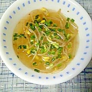 シャキシャキ食感☆豆もやしの中華スープ☆